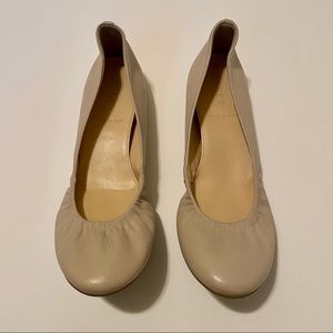 J. Crew Leather Ballet Flat Tan Beige Hidden Wedge Size 7.5